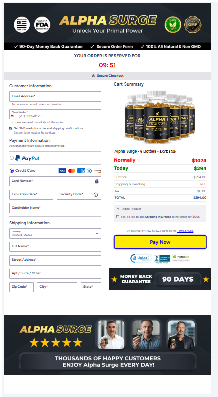 Alpha Surge order page